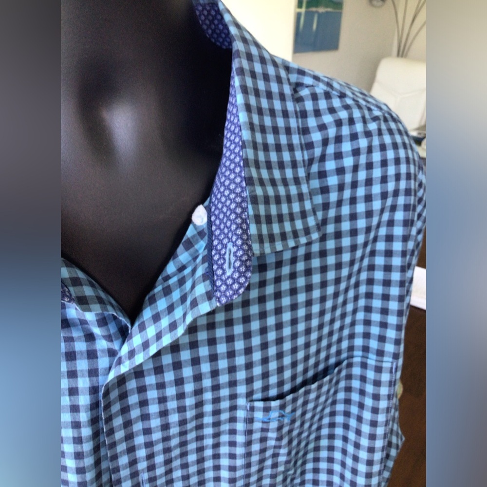 Bright blue checked long sleeve men’s shirt from Tommy Bahama 2xb